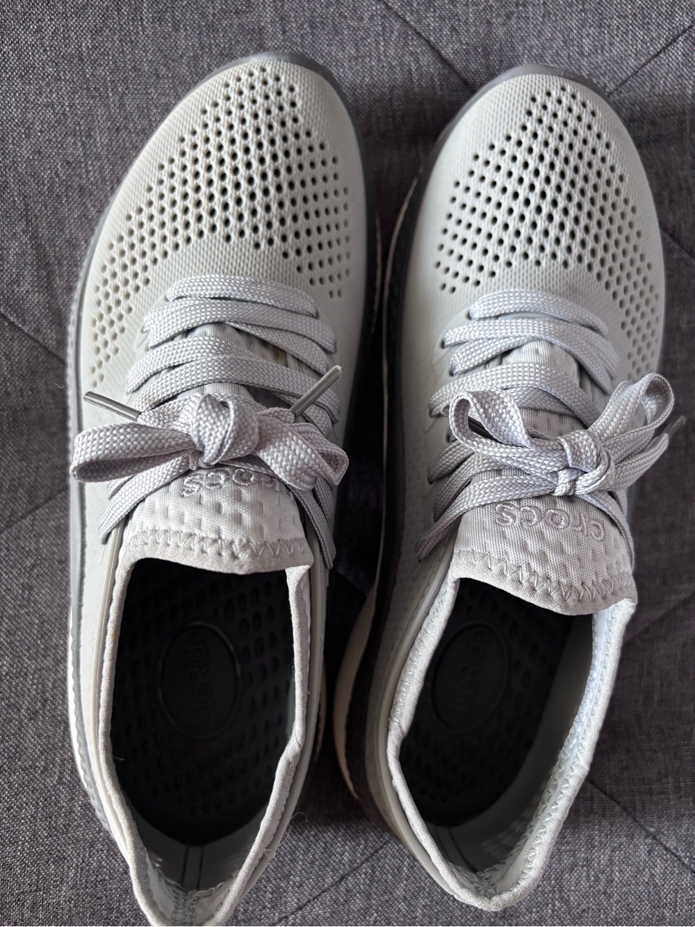 CROCS Women's LiteRide Knit Sneakers in Light Gray